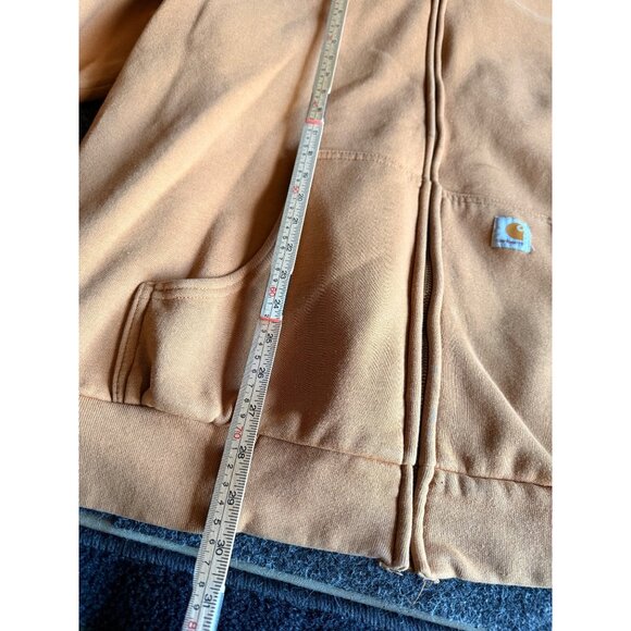Carhartt Mens Sandstone Hooded Full-Zip Jacket Brown XL Lined  *note flaw sleeve - Picture 9 of 13